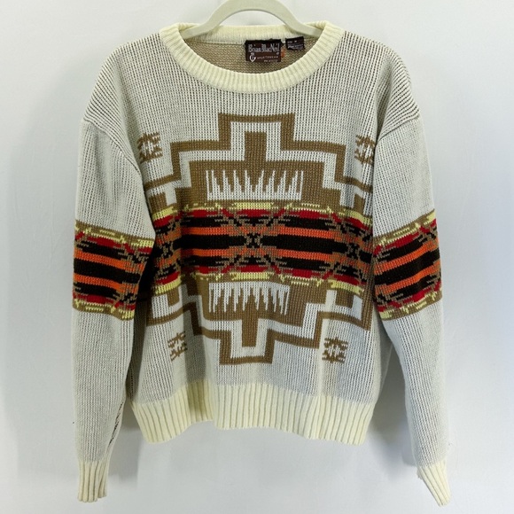 Vintage Brian MacNeil Southwestern Aztec Chunky Crewneck Sweater Medium - Picture 1 of 6